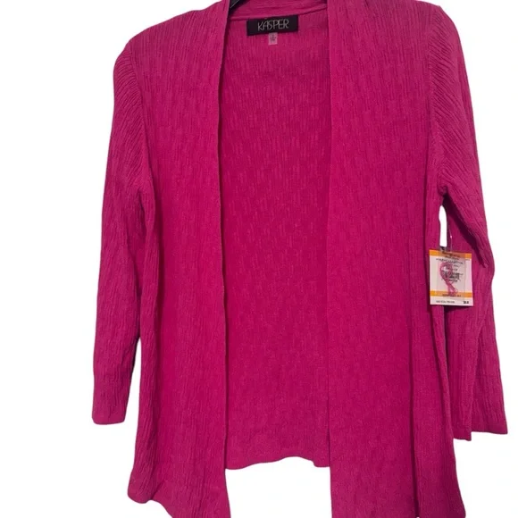 New Kasper Vibrant Pink Knit Cardigan - Picture 2 of 10